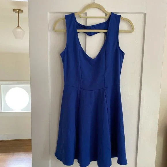 dELiA*s | Dresses | Delias Blue Skater Scuba Heart Back Cutout Mini Dress |  Poshmark